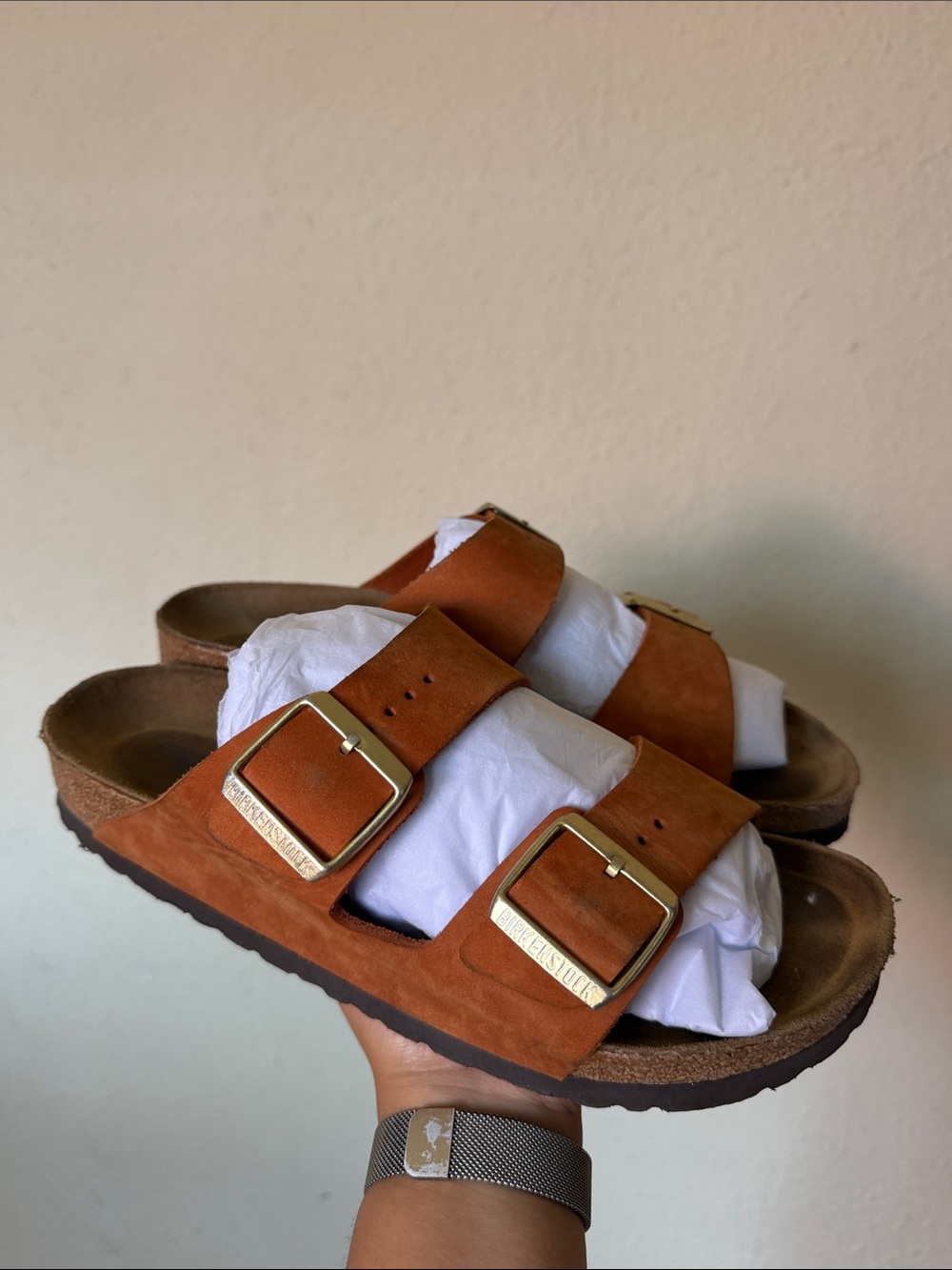 Birkenstock Arizona Soft Footbed Suede Leather Mink ? Size 8 burnt orange - Picture 1 of 14
